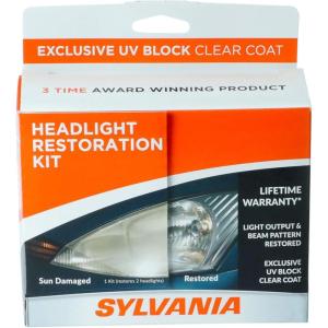 imageSYLVANIA  Headlight Restoration Kit  3 Easy Steps to Restore Sun Damaged Headlights with Exclusive UV Block Clear Coat Light Output and Beam Pattern Restored Long Lasting Headlight Restorer KitComplete Kit