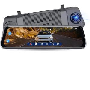 imageSYLVANIA  Roadsight Mirror Dash Camera and Backup Camera  340 Degree View  HD 1080p Elastic Mount 32GB Memory Card GSensor 966quot LED IPS Touch Screen Truck Car Taxi