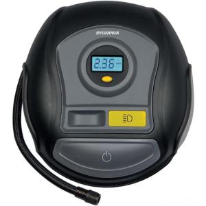 imageSylvania Plus Portable Tire Inflator  Functions as a Portable Air Compressor  For Cars Tires Bikes ampamp More  Digital Dial on Car Tire Inflator  3 Piece Adapter Set