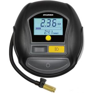 imageSylvania Rapid Portable Tire Inflator  Fast Portable Air Compressor  For Cars Tires Bikes ampamp More  Digital Dial on Car Tire Inflator  3 Piece Adapter Set