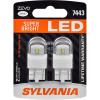 imageSYLVANIA  7443 T20 ZEVO LED White Bulb  Bright LED Bulb Ideal for Daytime Running Lights DRL and BackUpReverse Lights Contains 2 Bulbs