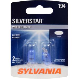 imageSYLVANIA  194 SilverStar Mini Bulb  Brighter and Whiter Light Ideal for Interior Lighting Center High Mount Stop Light CHMSL and more Contains 2 Bulbs
