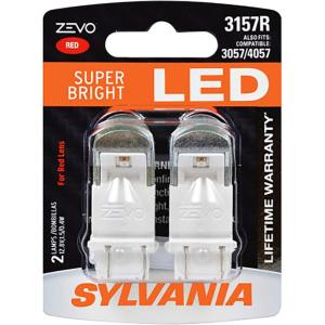 imageSYLVANIA  3157 ZEVO LED Red Bulb  Bright LED Bulb Ideal for Stop and Tail Lights Contains 2 Bulbs