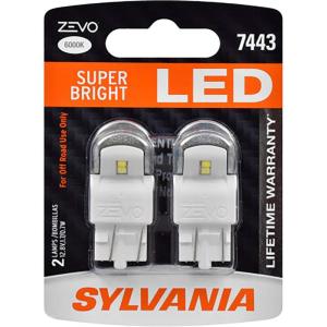 imageSYLVANIA  7443 T20 ZEVO LED White Bulb  Bright LED Bulb Ideal for Daytime Running Lights DRL and BackUpReverse Lights Contains 2 Bulbs