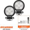 imageSYLVANIA Rugged 3 Inch Round LED Light Pods  Lifetime Limited Warranty  Flood Light 1400 Raw Lumens Off Road Driving Work Light Truck Boat Tractor ATV UTV SUV 4x4 2 PC
