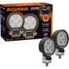 imageSYLVANIA Rugged 3 Inch Round LED Light Pods  Lifetime Limited Warranty  Flood Light 1400 Raw Lumens Off Road Driving Work Light Truck Boat Tractor ATV UTV SUV 4x4 2 PC