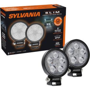 imageSYLVANIA  Slim 3 Inch Round LED Pod  Lifetime Limited Warranty  Spot Light 950 Raw Lumens Off Road Driving Work Light for Truck Car Boat ATV UTV SUV 4x4 2 PC