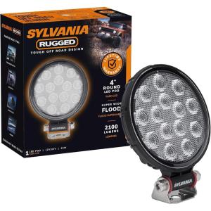 imageSylvania  Rugged 4 Inch Round LED Light Pod  Lifetime Limited Warranty  Flood Light 2100 Raw Lumens Off Road Driving Work Light Truck Car Boat ATV UTV SUV 4x4 1 PC