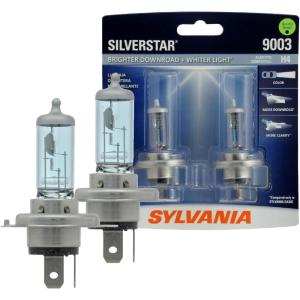 imageSYLVANIA  9003 SilverStar  High Performance Halogen Headlight Bulb High Beam Low Beam and Fog Replacement Bulb Brighter Downroad with Whiter Light Contains 2 Bulbs
