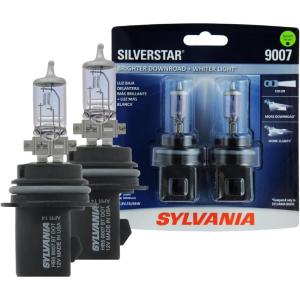 imageSYLVANIA  9005XS SilverStar  High Performance Halogen Headlight Bulb High Beam Low Beam and Fog Replacement Bulb Brighter Downroad with Whiter Light Contains 2 Bulbs9007 SilverStar