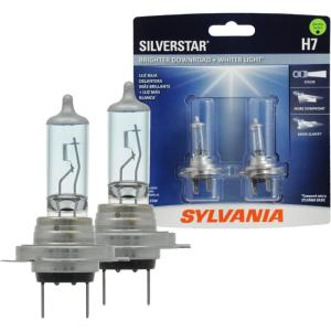 imageSYLVANIA  9005XS SilverStar  High Performance Halogen Headlight Bulb High Beam Low Beam and Fog Replacement Bulb Brighter Downroad with Whiter Light Contains 2 BulbsH7 SilverStar