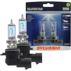 imageSYLVANIA  9006 SilverStar  High Performance Halogen Headlight Bulb High Beam Low Beam and Fog Replacement Bulb Brighter Downroad with Whiter Light Contains 2 Bulbs