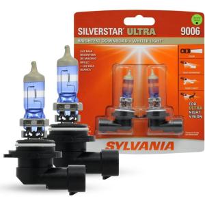 imageSYLVANIA  9006 SilverStar Ultra  High Performance Halogen Headlight Bulb High Beam Low Beam and Fog Replacement Bulb Brightest Downroad with Whiter Light TriBand Technology Contains 2 Bulbs