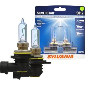 imageSYLVANIA  9012 SilverStar  High Performance Halogen Headlight Bulb High Beam Low Beam and Fog Replacement Bulb Brighter Downroad with Whiter Light Contains 2 Bulbs