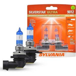 imageSYLVANIA  9012 SilverStar Ultra  High Performance Halogen Headlight Bulb High Beam Low Beam and Fog Replacement Bulb Brightest Downroad with Whiter Light TriBand Technology Contains 2 Bulbs