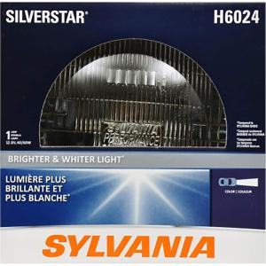 imageSYLVANIA  H6024 SilverStar Sealed Beam Headlight  High Performance Halogen Headlight Replacement 7 inch Round PAR56 Brighter Whiter Light for Added Clarity Downroad and Sideroad Contains 1 Bulb