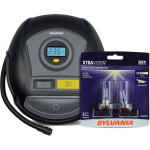 imageSYLVANIA  H11 XtraVision Automotive Bulbs and Plus Portable Tire Inflator  Bundle