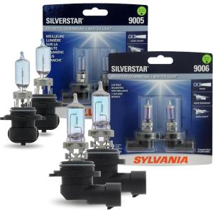 imageSYLVANIA 9005 and 9006 SilverStar Bundle  High Performance Halogen Headlight Bulbs Contains 4 Bulbs
