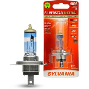 imageSYLVANIA  9003 SilverStar Ultra  High Performance Halogen Headlight Bulb High Beam Low Beam and Fog Replacement Bulb Brightest Downroad with Whiter Light TriBand Technology Contains 1 Bulb