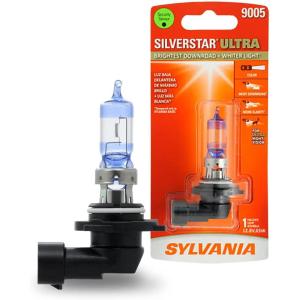 imageSYLVANIA  9005 SilverStar Ultra  High Performance Halogen Headlight Bulb High Beam Low Beam and Fog Replacement Bulb Brightest Downroad with Whiter Light TriBand Technology Contains 1 Bulb9005 SilverStar Ultra