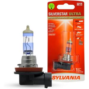 imageSYLVANIA  H11 SilverStar Ultra  High Performance Halogen Headlight Bulb High Beam Low Beam and Fog Replacement Bulb Brightest Downroad with Whiter Light TriBand Technology Contains 1 Bulb