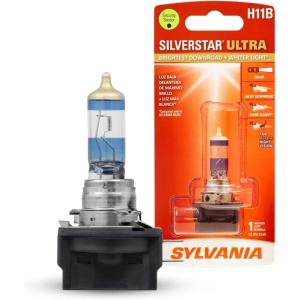 imageSYLVANIA  H11B SilverStar Ultra  High Performance Halogen Headlight Bulb High Beam Low Beam and Fog Replacement Bulb Brightest Downroad with Whiter Light TriBand Technology Contains 1 Bulb