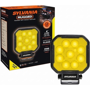 image:imageSYLVANIA  Rugged 4 Inch Cube LED Light Pod  Lifetime Limited Warranty  Yellow Flood Light 3500 Raw Lumens Off Road Driving Work Light Truck Car Boat ATV UTV SUV 4x4 1 PC